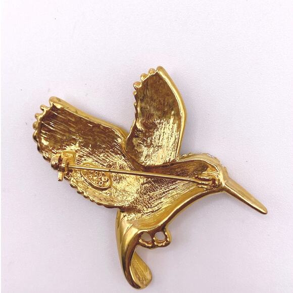 Vintage 1999 Plainville Stock Co PSCO Rhinestone Hummingbird Pin Brooch 2” - Picture 7 of 7